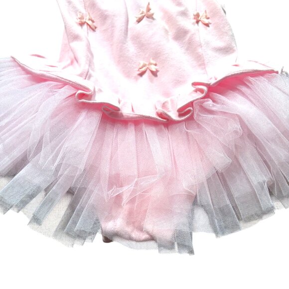 Popatu toddler pink bows ballet dance tutu dress bodysuit leotard S 3T-4T NWOT - Picture 5 of 11